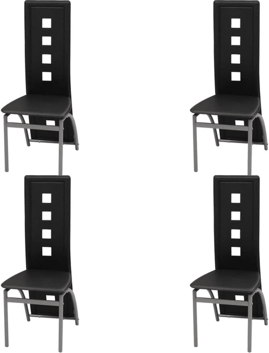 Sedia ULUYYUC, 4 sedie, 43 × 55,5 × 108 cm, acciaio, similpelle, Nero, per sala da pranzo e cucina