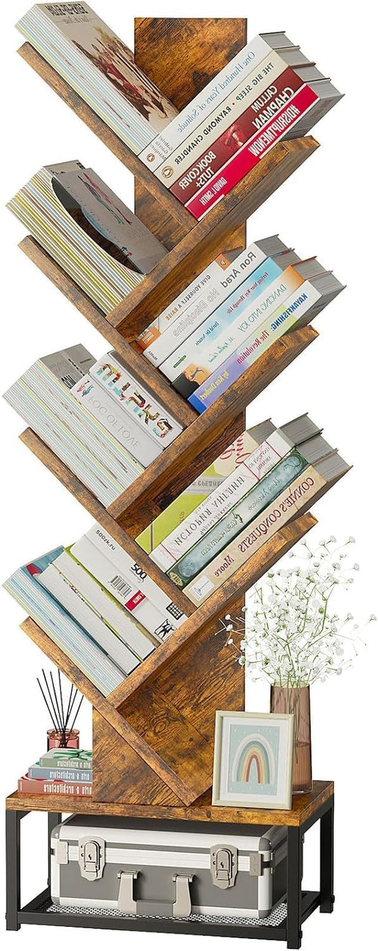 Libreria EasyCom, 7 ripiani, legno, metallo, Marrone, per ufficio, organizer per film/CD/libri