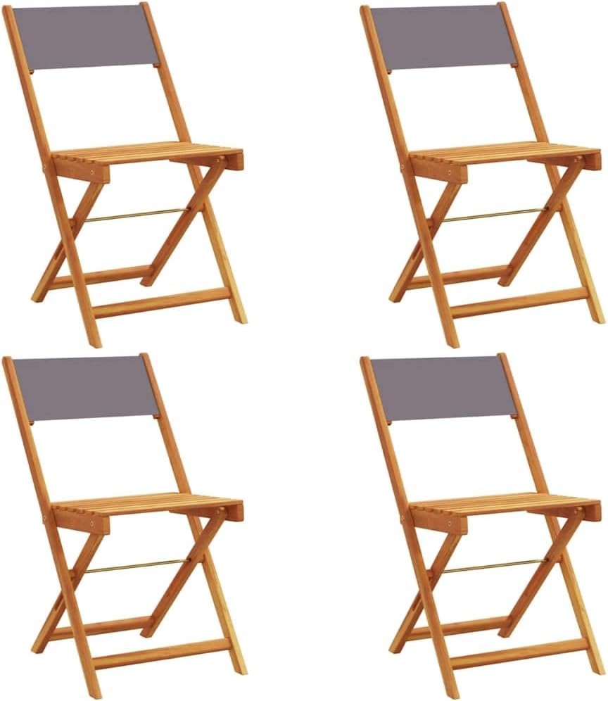 Sedia, 4 sedie, 41 × 52,5 × 80 cm, legno, Antracite, pieghevole, con braccioli, per giardino e terrazzo