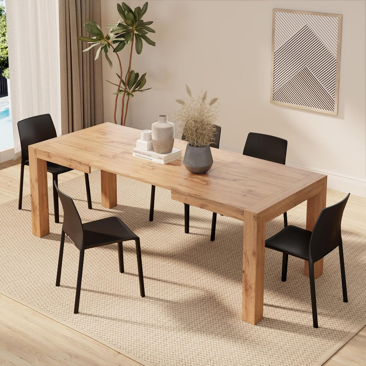 Tavolo allungabile Mobili Fiver, Rovere, per sala da pranzo e cucina, 140(220) x90 cm, per 6-10 persone