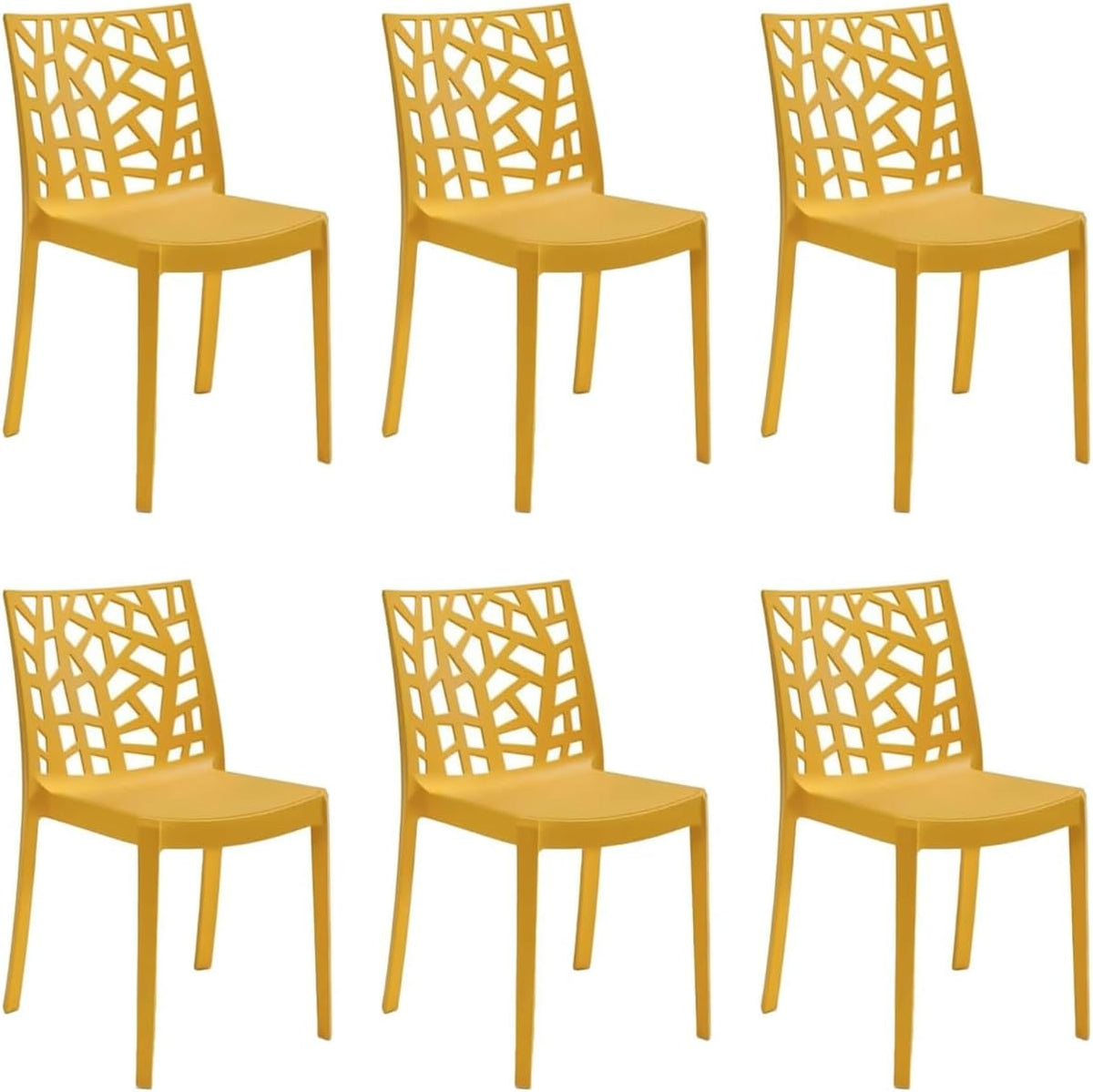 Sedia GLOUPIE, 6 sedie, 55 × 47 × 82 cm, polipropilene, Senape, per giardino e terrazzo
