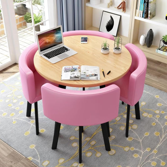 Set da pranzo ZJXDPBF, 4 sedie, metallo, per sala da pranzo e cucina, tavoli e sedie per Sala conferenze per Piccoli uffici