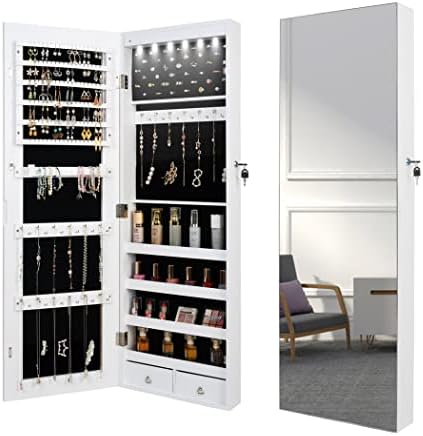 Armadio, con serratura e chiave, velluto, vetro, Bianco, regolabile, con illuminazione LED