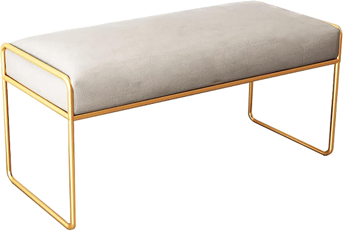 Sgabello APMNRFWE, 90 × 40 × 42 cm, velluto, Grigio, con poggiapiedi, imbottito, per soggiorno