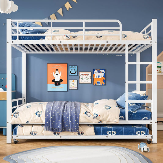 Letto a castello Moimhear, 90 × 200 cm, 90 × 190 cm, Bianco, per camera da letto, adatto per bambini e ragazzi