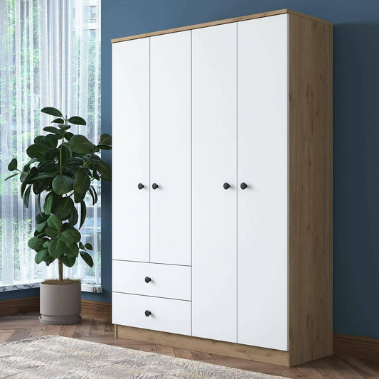 Armadio guardaroba Dmora, Noce, per camera da letto, 120x43 h170 cm