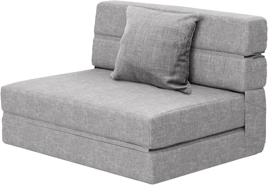 Divano letto ANONER, 4 in 1, 64 × 76 × 100 cm, 193 × 100 × 15 cm, Grigio chiaro, con funzione letto, pieghevole, per soggiorno