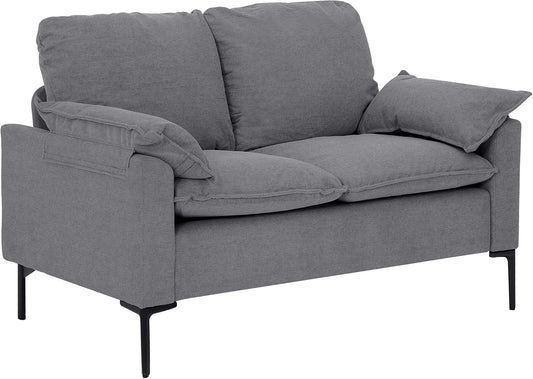 Divano letto HOMCOM, 2 posti, 130 × 77 × 84 cm, misura 130 × 77, metallo, velluto, Grigio, con braccioli, per soggiorno