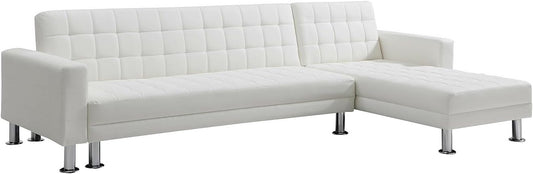 Divano angolare Vente-unique, 290 × 173 × 79 cm, similpelle, Bianco, allungabile, imbottito, per soggiorno
