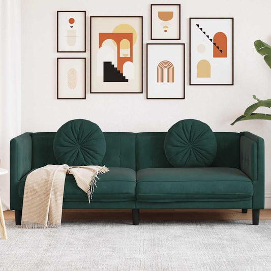 Divano QZZCED, 3 posti, 193,5 × 77 × 70 cm, velluto, Verde, con braccioli, imbottito, per soggiorno