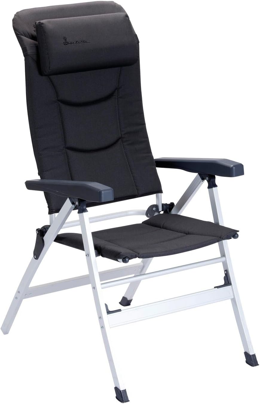 Sedia ISABELLA, 59 × 80 × 120 cm, alluminio, Grigio scuro, reclinabile, con poggiatesta