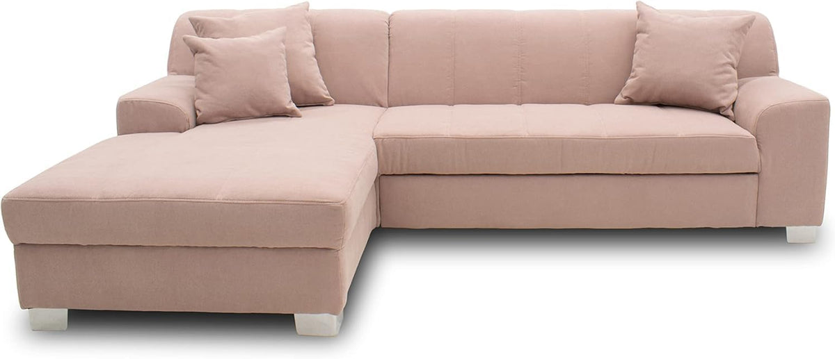 Divano angolare DOMO. collection, 239 × 152 × 75 cm, tessuto, Rosa, con funzione letto, imbottito, per soggiorno
