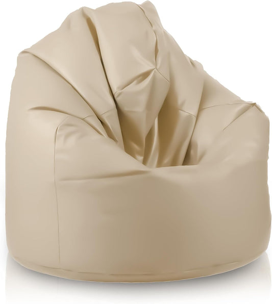 Pouf a sacco Bepouf, similpelle, Beige, per soggiorno, Dimensione Mega 135x85
