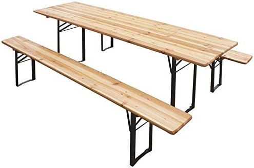 Set tavolo e panche Totò Piccinni, legno, Naturale, pieghevole, Salvaspazio Varie Misure (200x80)