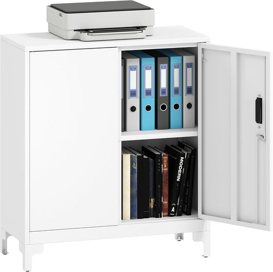 Armadietto HOMCOM, 2 ante, 80 × 35 × 91 cm, metallo, Bianco