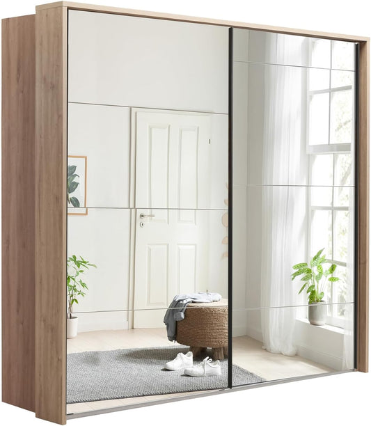 Armadio Composad, 250 × 223 × 67 cm, legno, metallo, Rovere, regolabile, con ante scorrevoli, per camera da letto
