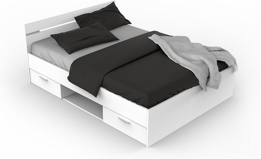 Letto contenitore Demeyere, 140 × 190 cm, Bianco, per camera da letto